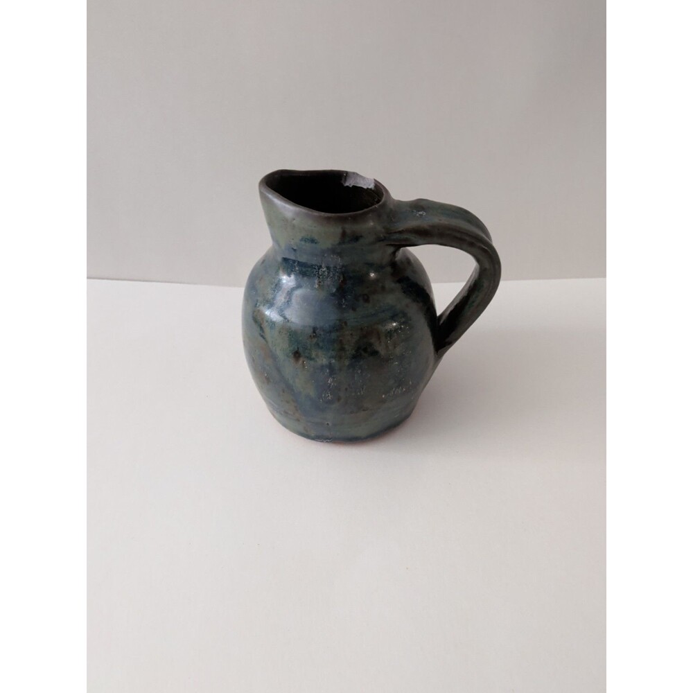 Vintage Handmade Pottery Pitcher Says Ohio Damaged Chipped